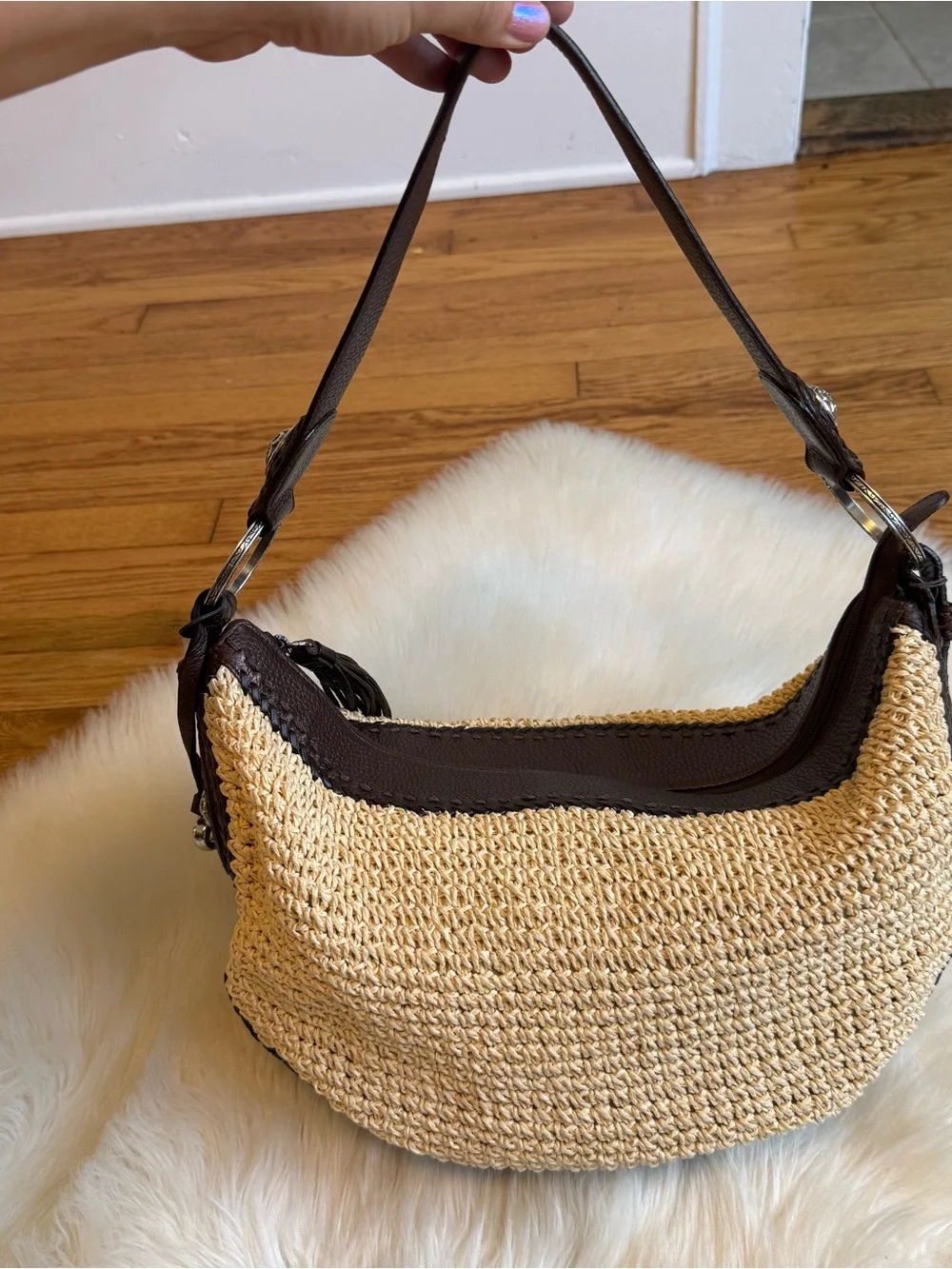Brighton raffia woven purse